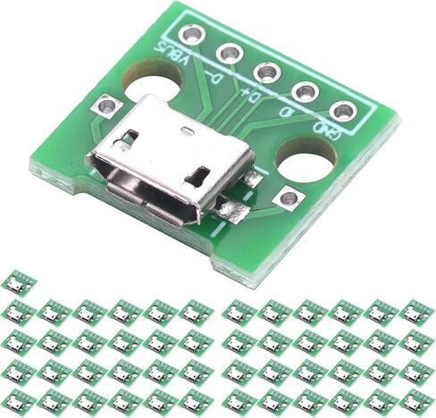 50 حزمة من محول Micro USB أنثى إلى 5 دبابيس DIP - لوحة محول PCB للوحة الخبز، DIY، Raspberry Pi، مشاريع Arduino in Saudi Arabia