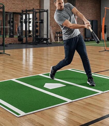 6 x 4 ft Baseball Hitting Mat with Non-Slip Rubber Backing, 2026 New Foldable Baseball Batting Mat, Base Ball Home Plate Mat, Durable Indoor/Outdoor Softball Hitting Mat Portable Batting Practice Mat in Saudi Arabia