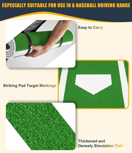 6 x 4 ft Baseball Hitting Mat with Non-Slip Rubber Backing, 2026 New Foldable Baseball Batting Mat, Base Ball Home Plate Mat, Durable Indoor/Outdoor Softball Hitting Mat Portable Batting Practice Mat in Saudi Arabia