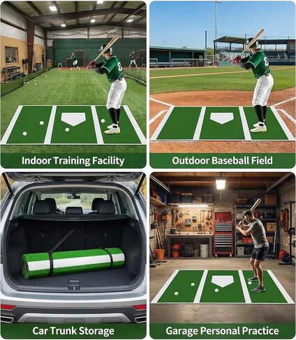 6 x 4 ft Baseball Hitting Mat with Non-Slip Rubber Backing, 2026 New Foldable Baseball Batting Mat, Base Ball Home Plate Mat, Durable Indoor/Outdoor Softball Hitting Mat Portable Batting Practice Mat in Saudi Arabia