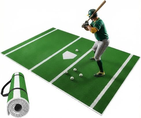 6 x 4 ft Baseball Hitting Mat with Non-Slip Rubber Backing, 2026 New Foldable Baseball Batting Mat, Base Ball Home Plate Mat, Durable Indoor/Outdoor Softball Hitting Mat Portable Batting Practice Mat in Saudi Arabia