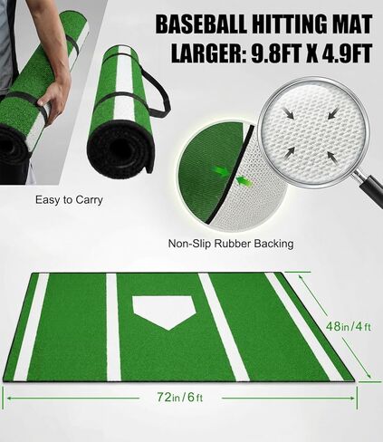 6 x 4 ft Baseball Hitting Mat with Non-Slip Rubber Backing, 2026 New Foldable Baseball Batting Mat, Base Ball Home Plate Mat, Durable Indoor/Outdoor Softball Hitting Mat Portable Batting Practice Mat in Saudi Arabia