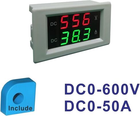 DC 600V 50A Voltage Current Dual Meter with Sensor LED Digital Voltmeter Ammeter Volt Ampere Meter Amp Panel Tester Guage in Saudi Arabia