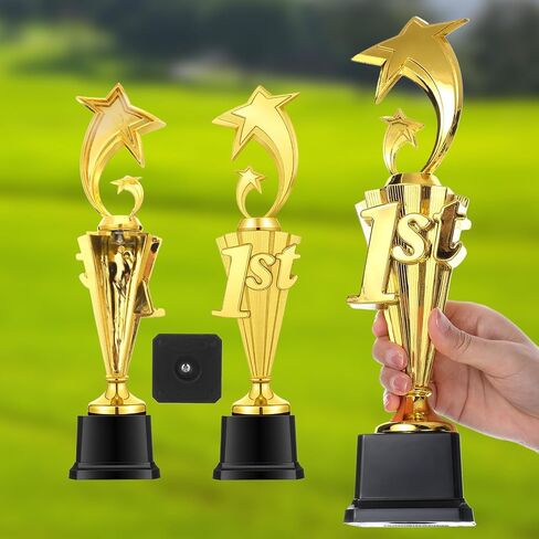3 Pcs 3rd 2nd 1st Place Trophy First Place Plastic Trophy Award for Sports Tournament Funny Prize Cup for Football Soccer Competitions Reward Ceremony in Saudi Arabia