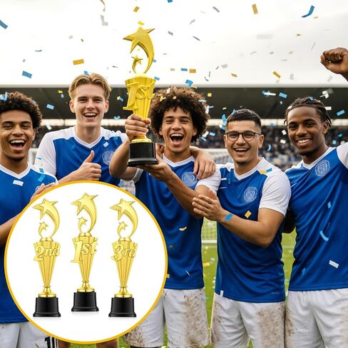 3 Pcs 3rd 2nd 1st Place Trophy First Place Plastic Trophy Award for Sports Tournament Funny Prize Cup for Football Soccer Competitions Reward Ceremony in Saudi Arabia