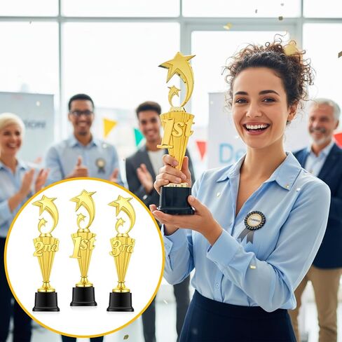 3 Pcs 3rd 2nd 1st Place Trophy First Place Plastic Trophy Award for Sports Tournament Funny Prize Cup for Football Soccer Competitions Reward Ceremony in Saudi Arabia