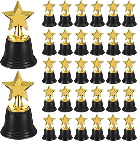32 Pack Mini Gold Star Trophy Awards, 4.5 Inch Bulk Plastic Trophies for Party Favors, Learning Rewards, Sports Prizes, and Recognition Gifts (Gold) in Saudi Arabia