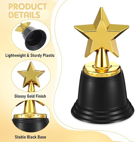 32 Pack Mini Gold Star Trophy Awards, 4.5 Inch Bulk Plastic Trophies for Party Favors, Learning Rewards, Sports Prizes, and Recognition Gifts (Gold) in Saudi Arabia