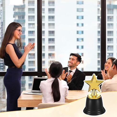 32 Pack Mini Gold Star Trophy Awards, 4.5 Inch Bulk Plastic Trophies for Party Favors, Learning Rewards, Sports Prizes, and Recognition Gifts (Gold) in Saudi Arabia