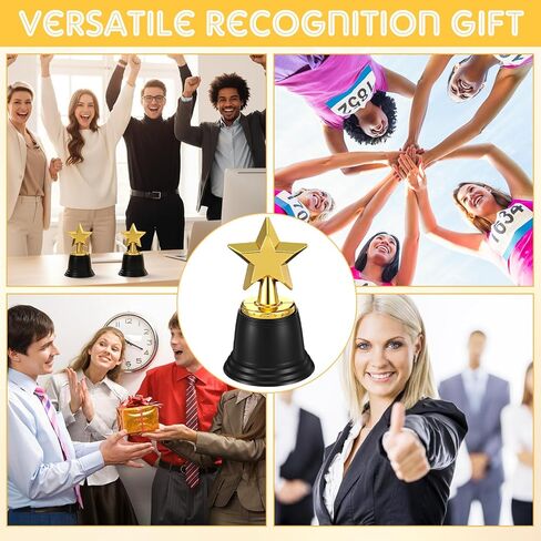 32 Pack Mini Gold Star Trophy Awards, 4.5 Inch Bulk Plastic Trophies for Party Favors, Learning Rewards, Sports Prizes, and Recognition Gifts (Gold) in Saudi Arabia