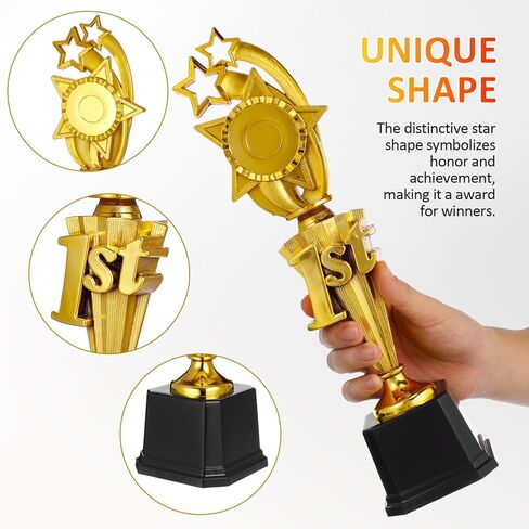 Garneck Golden 1st Place Trophy Award: 14.6In Star-Shaped Plastic Trophy Cup for Sports Competitions School Ceremonies Game Nights Funny Winner Prize Trophies for Kids Adults Soccer Football in Saudi Arabia