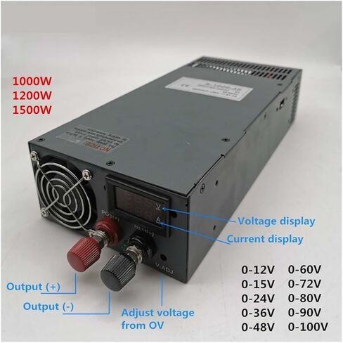 Industrial Power Supply 0-12V 15V 24V 36V 48V 60V 72V 80V 90V 100V AC DC with Display 1000W 1200W 1500W Power(2000w,220VAC-0-80V) in Kuwait