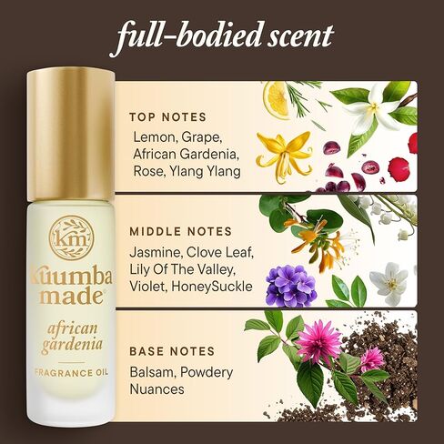 زيت عطر الغردينيا الأفريقي المصنوع من كومبا، أسطوانة عطر زيتية معطرة تدوم طويلاً، نباتي، خالي من الكحول، 0.15 أونصة in Kuwait