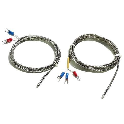 Type K/PT100/PT1000 Temperature Sensor with 4x30mm Probe High -50~450℃ Metal Braided Cable 0.5M-10M 1Pcs(PT1000 2M) in Kuwait
