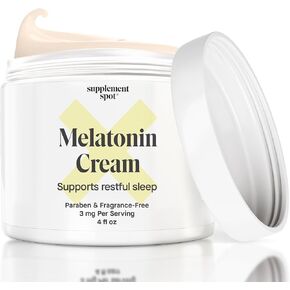 كريم الميلاتونين لنوم مريح - مكمل الميلاتونين للنوم يعيد ضبط ساعة الجسم البيولوجية - خالي من البارابين والعطور لتقليل الخطوط الدقيقة والتجاعيد - كريم نوم طبيعي (4 أونصة) in Kuwait