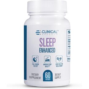Clinical Effects Sleep Enhanced - Magnesium Supplement - 60 Capsules - Magnesium Glycinate, L-Theanine and Apigenin - for Relaxation and Natural Calm - No Melatonin Sleep Support - USA Made in Kuwait
