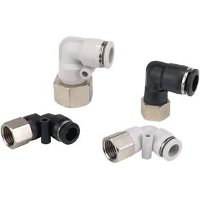 هوائي القصبة الهوائية المقابس السريعة موصل 90 درجة موضوع داخلي الكوع أبيض وأسود على شكل حرف L الزاوية اليمنى PLF6-01/8-02 1 قطعة (WhitePLF6-03) in Kuwait