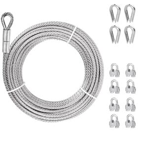 كابل من الفولاذ المقاوم للصدأ مقاس 1/2 بوصة، كابل طائرات من الفولاذ المقاوم للصدأ بطول 30 قدمًا 304 مع قوة كسر تبلغ 23000 رطل، حبل سلكي 7 × 19 مع مشابك وكشتبان لخطوط الانزلاق ومصاعد القوارب ودرابزين سطح السفينة والونش in Kuwait