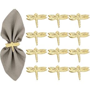 مجموعة من 12 حلقة مناديل معدنية من ALPHA Living HOME Bee منديل مناديل العشاء للمناديل القماشية وعيد الشكر وحفلات الزفاف وحفلات عيد الميلاد لتزيين طاولة المطبخ (ذهبي) in Kuwait