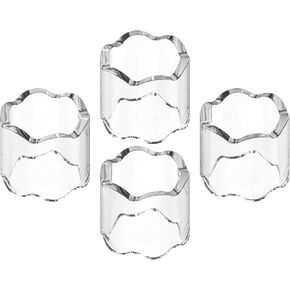 مجموعة حلقات مناديل أكريليك صدفية من GRAHAM DESIGN مكونة من 4 قطع (أبيض) - حوامل مناديل مزخرفة أنيقة لطاولة الطعام، وإكسسوارات الترفيه والحفلات الحديثة، هدية الانتقال لمنزل جديد in Kuwait