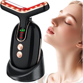 مدلك الوجه متعدد الوظائف 7 في 1، العلاج بالضوء الأحمر للوجه مع 7 أوضاع، جهاز شد الوجه، مدلك الوجه المحمول للتجاعيد والرقبة والعناية بالبشرة - وردي in Kuwait