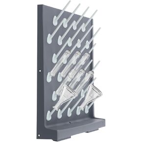 رف تجفيف المختبر مع خرطوم تصريف، أنبوب اختبار مزدوج الجوانب 54 ربطًا ورف تجفيف الأكواب، رف تنقيط من البولي بروبيلين مثبت على الحائط لمختبر الكيمياء وفصول العلوم - 27 أوتاد لكل جانب in Kuwait