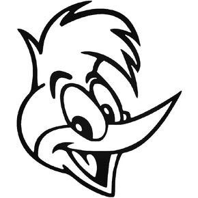 ملصق فني من Fan Art Rendition Woody Woodpecker بطول 5.5 بوصة مسلسل كرتوني تلفزيوني كلاسيكي بشعار مخصص - لون أسود in Kuwait