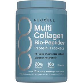 NeoCell Multi Collagen Bio-Peptides Powder | 22oz | Advanced with Hyaluronic Acid and Vitamin C | 10 Super Types of Collagen | Superior Absorption | Grassfed Protein Supplement | in Kuwait