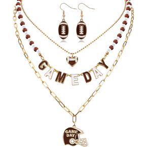 Game Day Football Dangle Earrings Gifts for Women, Game Day Outfit for Women, Sports Fans Party Celebration Necklace Accessories, Thoughtful Anniversary Birthday Gifts for Sister Friends Wife in Kuwait