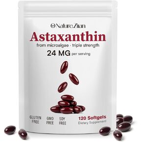 يا طبيعة . مكملات زيران أستازانتين 24 ملغ، مكملات مضادات الأكسدة، تدعم صحة العين والمفاصل والجلد | إمداد لمدة 4 أشهر| 120 كبسولة هلامية in Kuwait