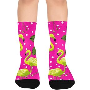 جوارب فلامنجو للمشي لمسافات طويلة باللون الوردي والذهبي - جوارب شتوية حرارية سميكة دافئة للأطفال الصغار للأولاد والبنات للمدرسة، والارتداء اليومي والأنشطة الخارجية in Kuwait