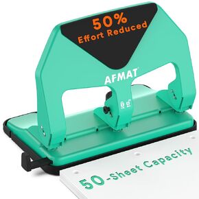 AFMAT للخدمة الشاقة ذات 3 فتحات، سعة 50 ورقة، 50% مجهود مخفض بثلاثة فتحات للموثق، استخدامات 10K+، صينية شرائح كبيرة، دليل ورق قابل للتعديل، ثقب ورق معدني للمكتب 3 حلقات HP20 (أسود) in Kuwait