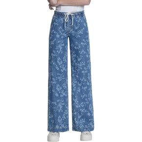 VERVET Women's Kris High-Rise Cuffed Cropped Baggy Wide Leg Jeans in Saudi Arabia