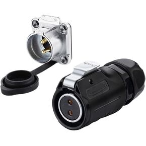 LP20 Aviation Socket 2-pin Reverse Female Male Panel Mount Connector IP68(Flange reverse installation) in Kuwait