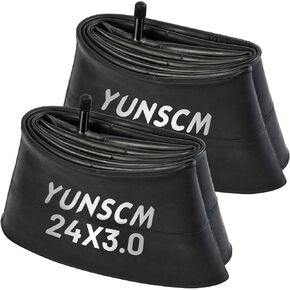 YUNSCM 2-PCS 24x3.0 Fat Tire Tubes 24 x 2.5/3.0 AV32mm Compatible with 24x2.50 24 x 2.6 24 x 2.8 24 x 3.0 Bike Tire Tubes Schrader Valve in Kuwait