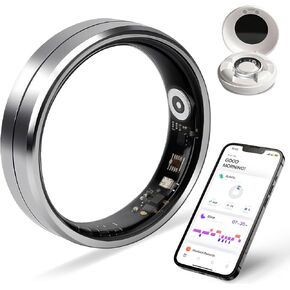 حلقة ذكية للنساء والرجال، حلقات ذكية مقاومة للماء 5ATM لتتبع الصحة مع مراقبة النوم/الإجهاد/معدل ضربات القلب/النشاط، بدون اشتراك، حلقات ذكية لتتبع اللياقة البدنية لنظام Android iOS، مقاس 8، فضي in Kuwait