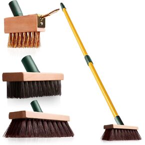 3-in-1 Wire Broom & Garden Brush Set – Adjustable 81-140cm Telescopic Handle with Nylon, Wire, and Gap Brushes for Weeding, Moss & Algae Removal, Patio Cleaning, Outdoor Scrubbing in Kuwait