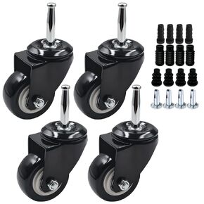 مجموعة عجلات عجلات جذعية 2 بوصة - مع 5/16 بوصة × 1-1/2 بوصة (8 × 38 مم) عجلات جذعية دوارة بمقبض عنق مع مقابس حديدية وبلاستيكية للأثاث، والخزانة، وسرير الأطفال، والدولي، والعربة in Kuwait