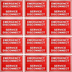 12 Pack Emergency Disconnect Sticker 5"x 3.5", NEC Compliant Solar Warning Label, Waterproof Vinyl Electric Panel Decals for Breaker Box & Service Disconnect, Outdoor UV Resistant in Kuwait