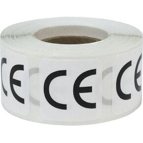 European Conformity CE Labels, 1 Inch Square Adhesive Compliance Stickers, 500 CE Mark Labels Per Roll for Product Certification, Electronics, Manufacturing, and Equipment – Made in the USA in Saudi Arabia