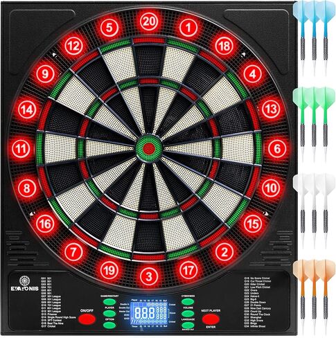 Electronic Dartboard 34 Games 355 Variations with 12 Darts Illuminated Dartboard Dart Storage for 12 Darts in Saudi Arabia