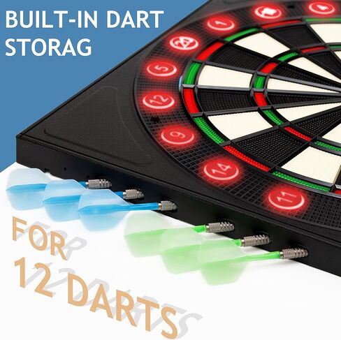 Electronic Dartboard 34 Games 355 Variations with 12 Darts Illuminated Dartboard Dart Storage for 12 Darts in Saudi Arabia