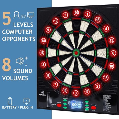Electronic Dartboard 34 Games 355 Variations with 12 Darts Illuminated Dartboard Dart Storage for 12 Darts in Saudi Arabia