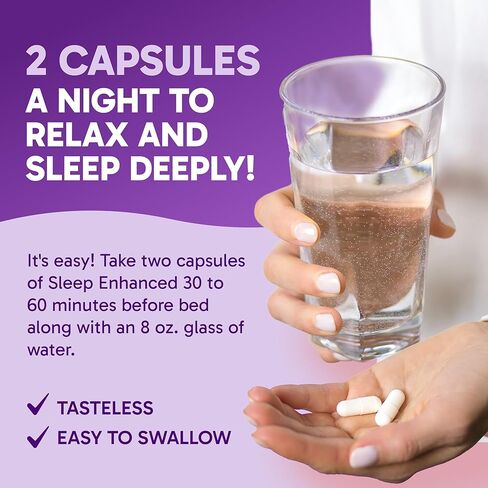 Clinical Effects Sleep Enhanced - Magnesium Supplement - 60 Capsules - Magnesium Glycinate, L-Theanine and Apigenin - for Relaxation and Natural Calm - No Melatonin Sleep Support - USA Made in Kuwait