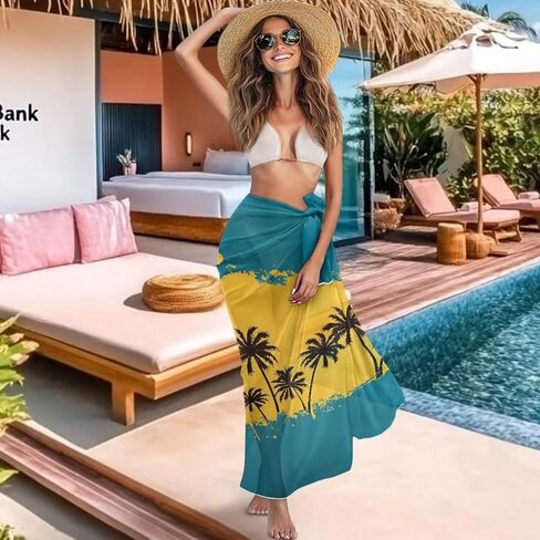 Women's Swimwear Cover Ups Sheer Long Bikini Wraps Beach Bathing Suit Cover Up Swimsuit Sarong Dress in Kuwait