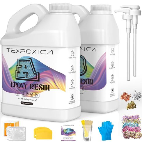 راتنجات الايبوكسي 1Gallon Kit ، واضحة تمامًا ، وتسوية ذاتية ، وخالية من الفقاعات ، ومزيج سهل الصفراء 1: 1 ، مناسبة للفنون الفنية ، والخشب والعفن ، ومشاريع المجوهرات ، وهدايا DIY in Saudi Arabia