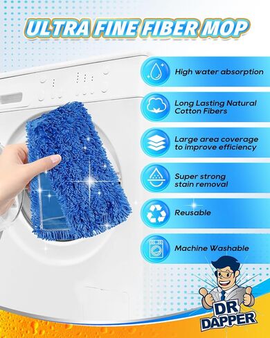 DR DAPPER 36-Inch Microfiber Dust Mop Head, Medium Washable Commercial Mop Head Replacement for Floor Cleaning, Sweeper and Janitorial Industrial (Blue-3 Pack) in Saudi Arabia