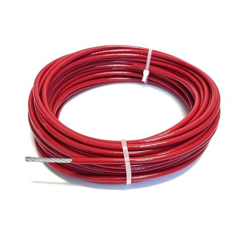 كابل فولاذي مجلفن مطلي بالفينيل، قلب 1/8 بوصة، قطر مطلي 3/16 بوصة، قوة كسر 1700 رطل. متوفر بالألوان الأحمر والأصفر والبرتقالي والبني (كابل مطلي بالفينيل البني، ملف بطول 50 قدمًا) in Kuwait