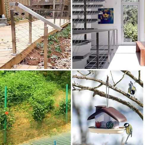 حبل سلك كابل من الفولاذ المقاوم للصدأ بطول 1/12 بوصة بطول 164 قدمًا، حبل سلك أساسي 7 × 7 مع 50 قطعة من الأكمام الألومنيوم، قوة كسر 640 رطل in Kuwait