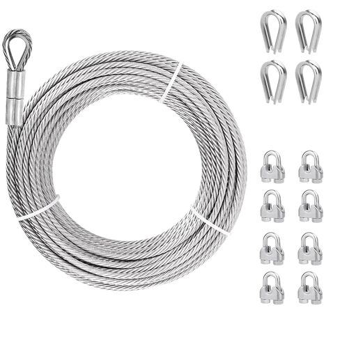 كابل من الفولاذ المقاوم للصدأ مقاس 1/2 بوصة، كابل طائرات من الفولاذ المقاوم للصدأ بطول 30 قدمًا 304 مع قوة كسر تبلغ 23000 رطل، حبل سلكي 7 × 19 مع مشابك وكشتبان لخطوط الانزلاق ومصاعد القوارب ودرابزين سطح السفينة والونش in Kuwait